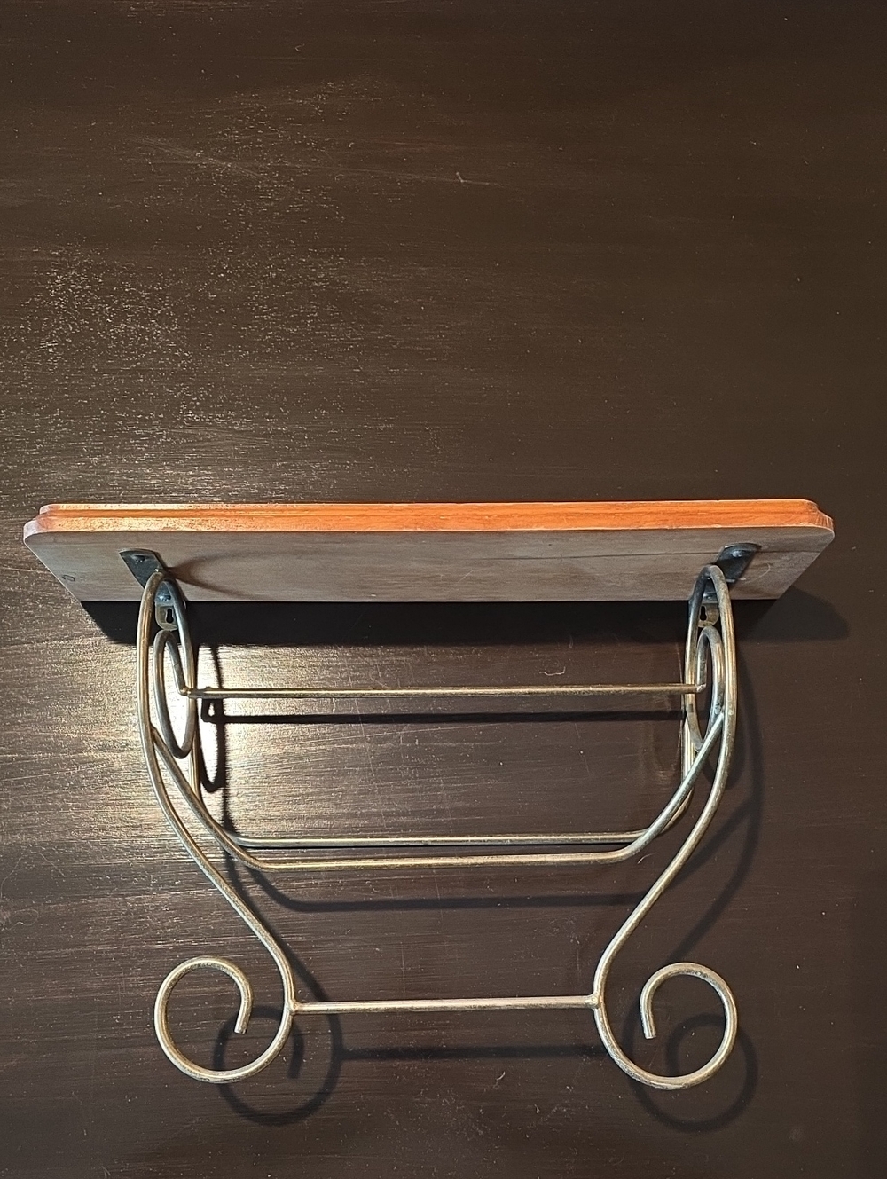 Metal Scroll Wall Rack in Aged Brass - Home Wall Decor